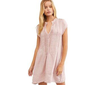 CP Shades X Free People  Linen Cap Sleeve Tunic Dress S Red USA boho light